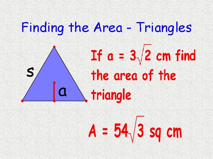 Finding the Area - Triangles Finding the Area - Triangles