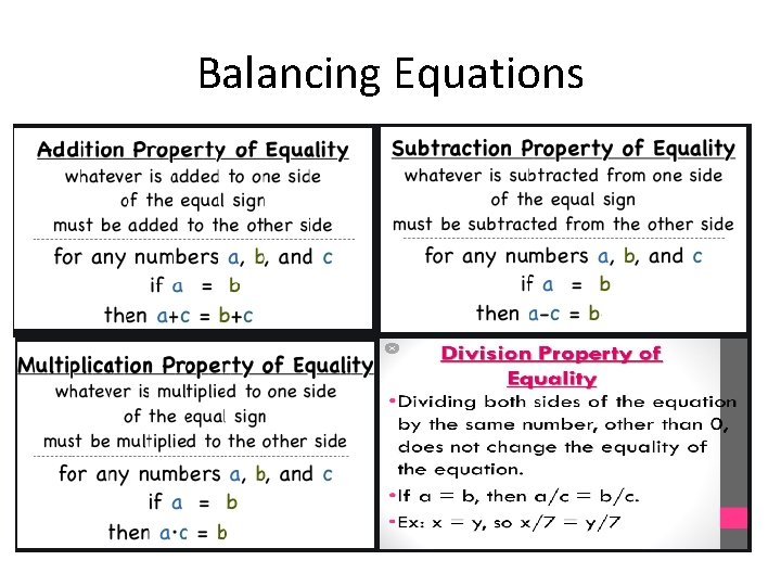 Balancing Equations 