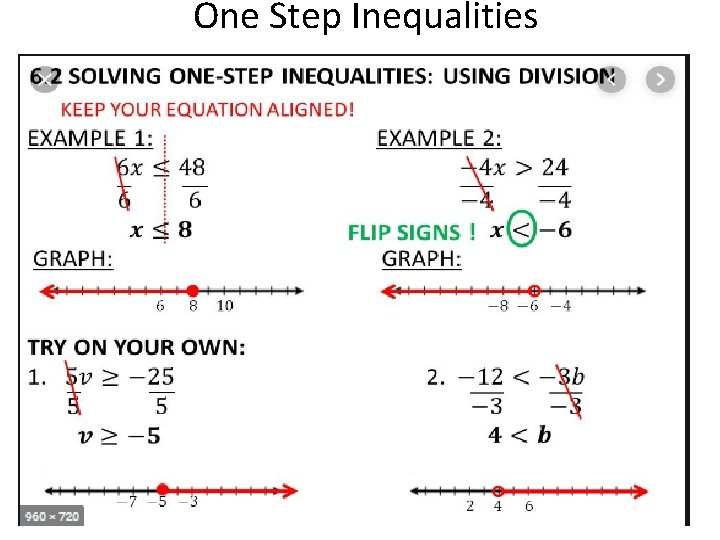 One Step Inequalities 