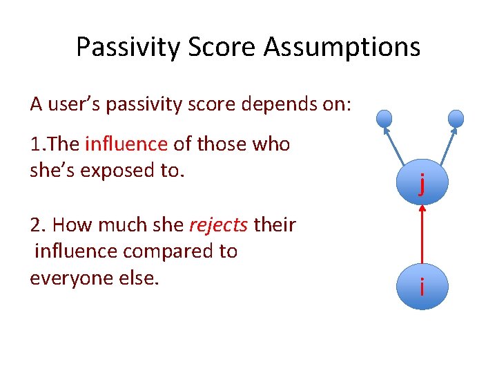 Passivity Score Assumptions A user’s passivity score depends on: 1. The influence of those Passivity Score Assumptions A user’s passivity score depends on: 1. The influence of those