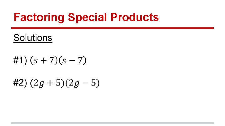 Factoring Special Products 
