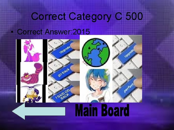 Correct Category C 500 • Correct Answer: 2015 