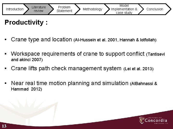 Introduction Literature review Problem Statement Methodology Model Implementation & case study Conclusion Productivity :