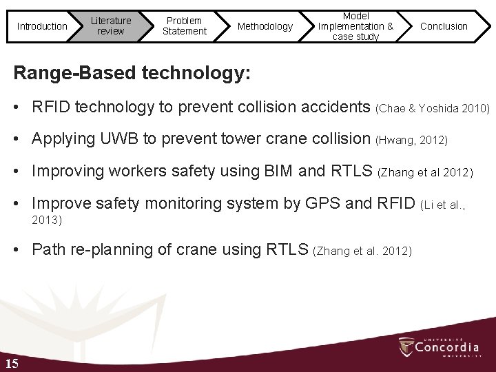 Introduction Literature review Problem Statement Methodology Model Implementation & case study Conclusion Range-Based technology: