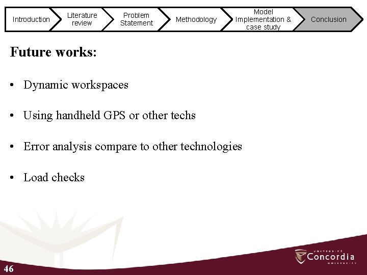 Introduction Literature review Problem Statement Methodology Model Implementation & case study Future works: •