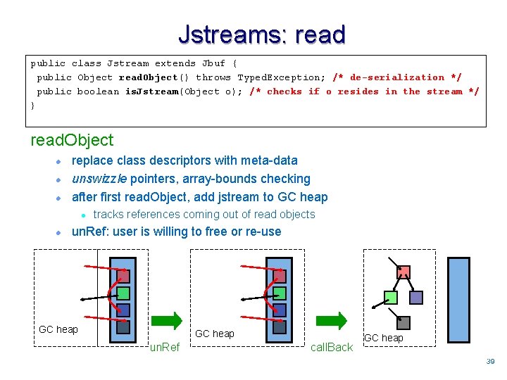 Jstreams: read public class Jstream extends Jbuf { public Object read. Object() throws Typed.