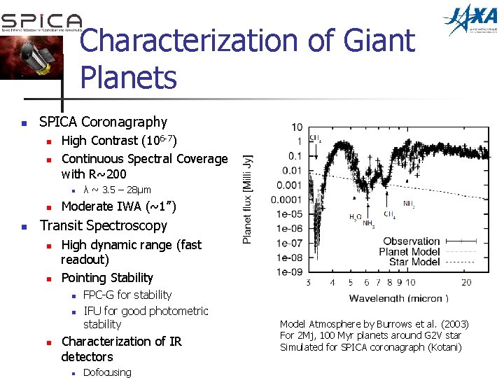 Characterization of Giant Planets n SPICA Coronagraphy n n High Contrast (106 -7) Continuous