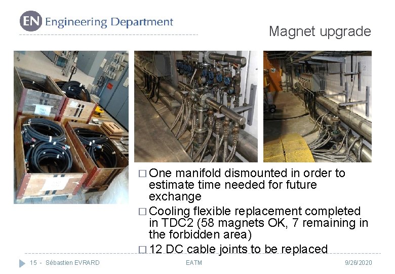 Magnet upgrade � One manifold dismounted in order to estimate time needed for future