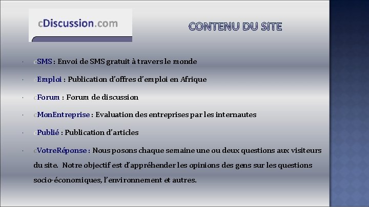 c. SMS : Envoi de SMS gratuit à travers le monde c. Emploi c. SMS : Envoi de SMS gratuit à travers le monde c. Emploi