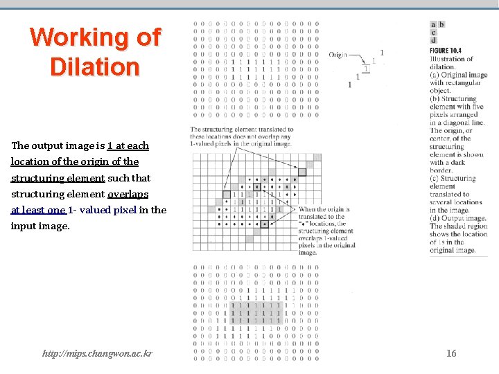 Working of Dilation The output image is 1 at each location of the origin