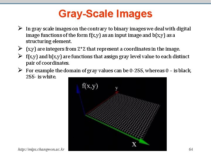 Gray-Scale Images Ø In gray scale images on the contrary to binary images we