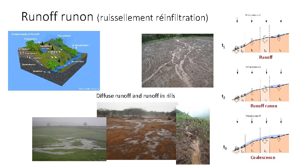 Runoff runon (ruissellement réinfiltration) t 1 Runoff Diffuse runoff and runoff in rills t
