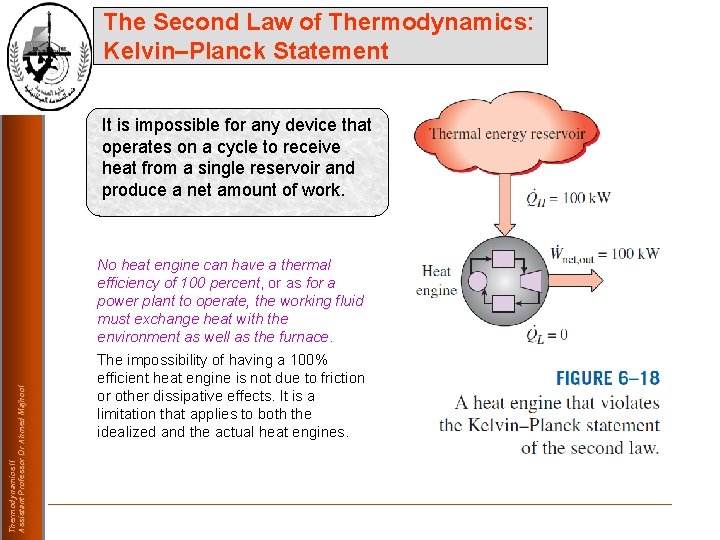 The Second Law of Thermodynamics: Kelvin–Planck Statement It is impossible for any device that