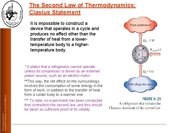 The Second Law of Thermodynamics: Clasius Statement It is impossible to construct a device