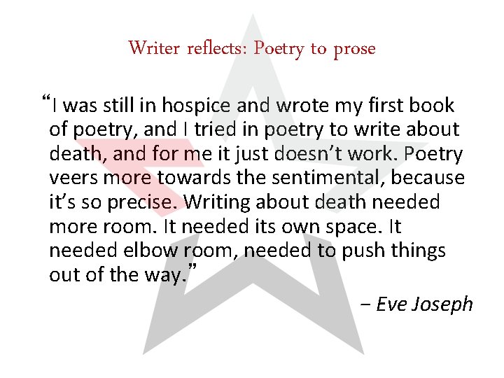 Writer reflects: Poetry to prose “I was still in hospice and wrote my first
