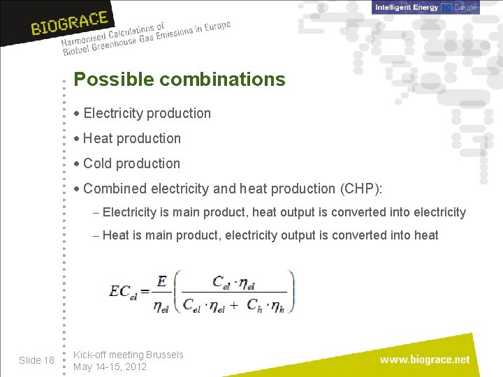 Possible combinations · Electricity production · Heat production · Cold production · Combined electricity