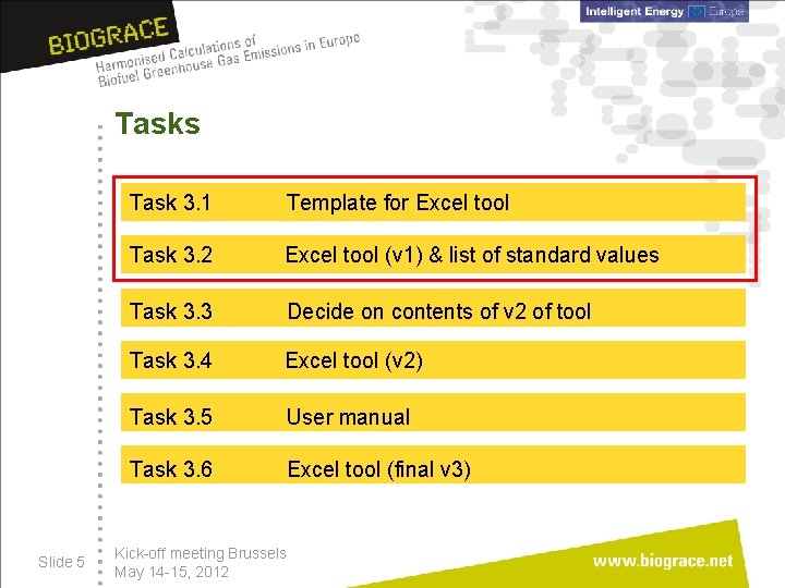 Tasks Slide 5 Task 3. 1 Template for Excel tool Task 3. 2 Excel