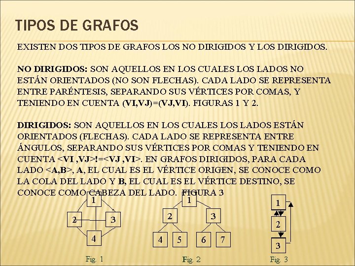 TIPOS DE GRAFOS EXISTEN DOS TIPOS DE GRAFOS LOS NO DIRIGIDOS Y LOS DIRIGIDOS.