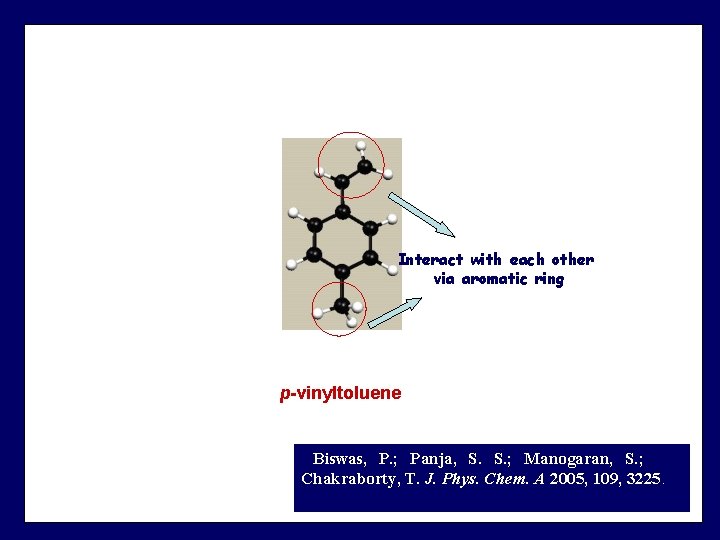 Interact with each other via aromatic ring p-vinyltoluene Biswas, P. ; Panja, S. S.