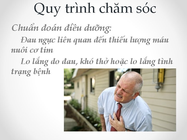 Quy trình chăm sóc Chuẩn đoán điều dưỡng: Đau ngực liên quan đến thiếu