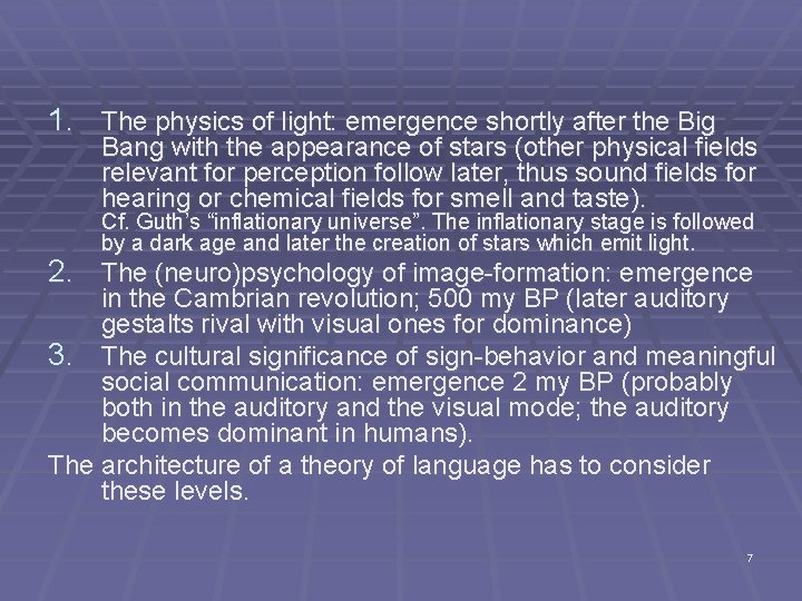 1. The physics of light: emergence shortly after the Big Bang with the appearance