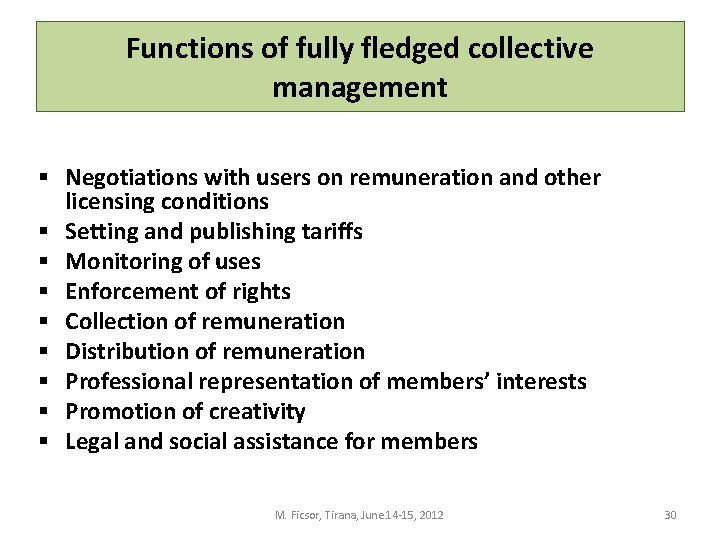 Functions of fully fledged collective management § Negotiations with users on remuneration and other