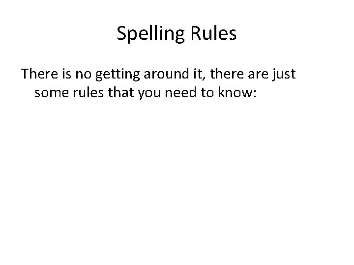 Spelling Rules There is no getting around it, there are just some rules that