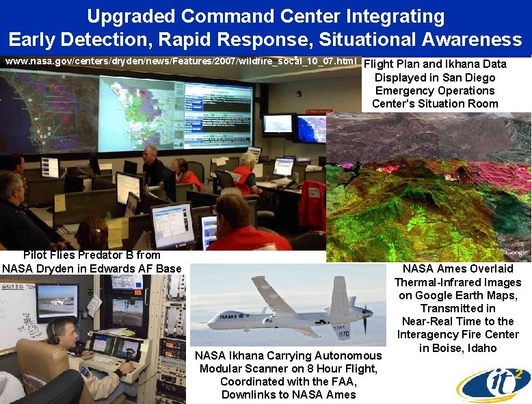 Upgraded Command Center Integrating Early Detection, Rapid Response, Situational Awareness www. nasa. gov/centers/dryden/news/Features/2007/wildfire_socal_10_07. html