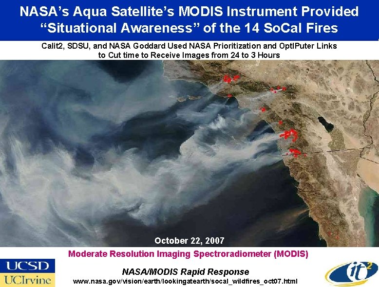 NASA’s Aqua Satellite’s MODIS Instrument Provided “Situational Awareness” of the 14 So. Cal Fires