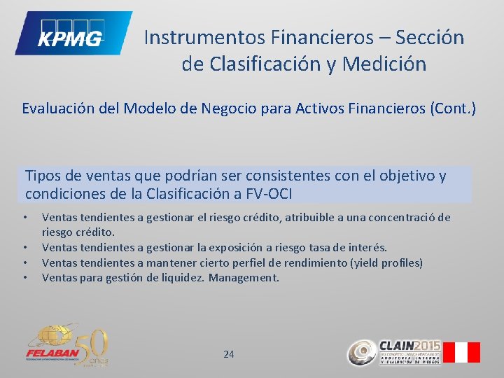 Instrumentos Financieros – Sección de Clasificación y Medición Evaluación del Modelo de Negocio para