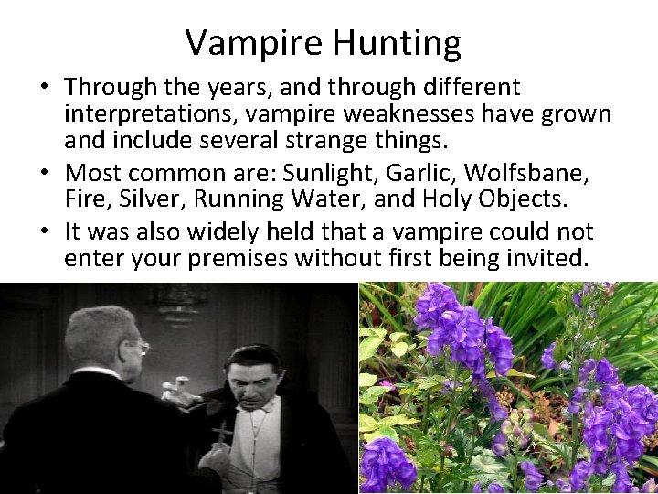 Vampire Hunting • Through the years, and through different interpretations, vampire weaknesses have grown