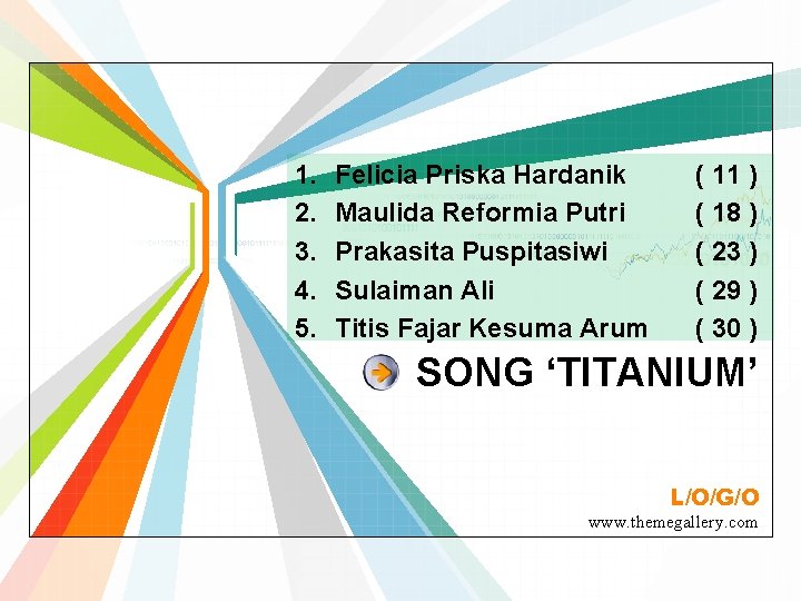 1. 2. 3. 4. 5. Felicia Priska Hardanik Maulida Reformia Putri Prakasita Puspitasiwi Sulaiman