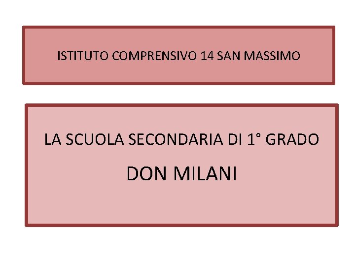 ISTITUTO COMPRENSIVO 14 SAN MASSIMO LA SCUOLA SECONDARIA DI 1° GRADO DON MILANI 