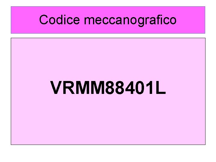 Codice meccanografico VRMM 88401 L 