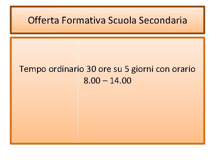 Offerta Formativa Scuola Secondaria Tempo ordinario 30 ore su 5 giorni con orario 8.