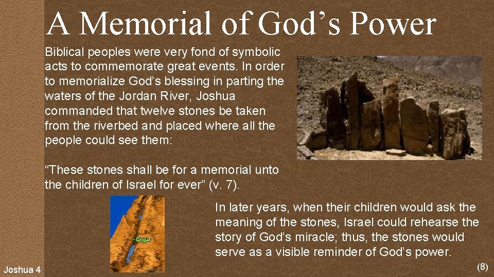 A Memorial of God’s Power Biblical peoples were very fond of symbolic acts to A Memorial of God’s Power Biblical peoples were very fond of symbolic acts to