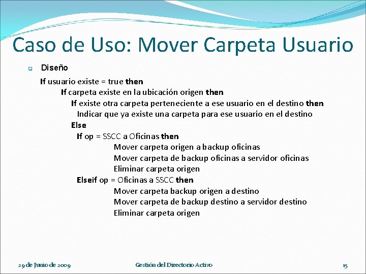 Caso de Uso: Mover Carpeta Usuario q Diseño If usuario existe = true then