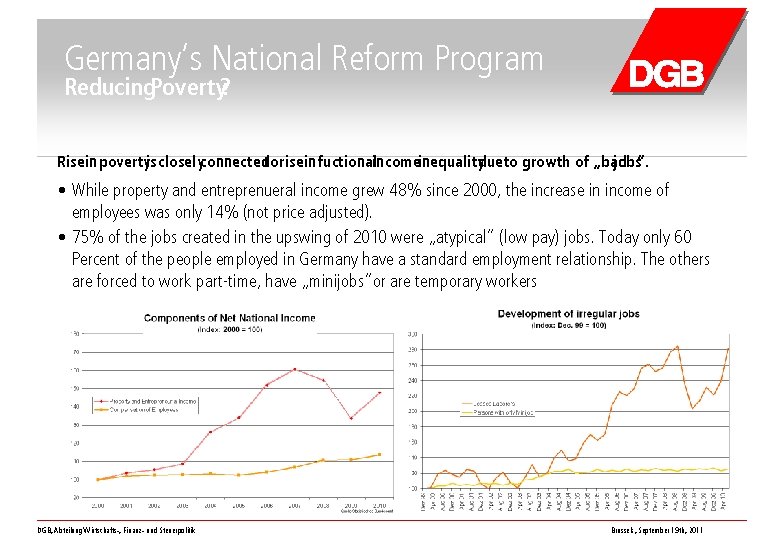 Germany‘s National Reform Program Reducing. Poverty? Risein povertyis closelyconnectedto risein fuctionalincomeinequalitydue to growth of