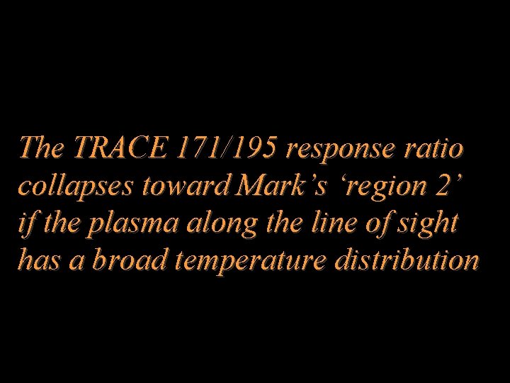 The TRACE 171/195 response ratio collapses toward Mark’s ‘region 2’ if the plasma along