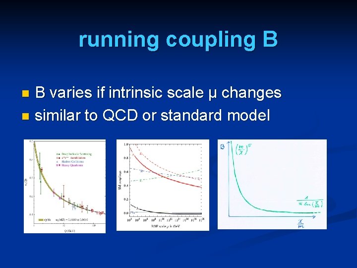 running coupling B B varies if intrinsic scale µ changes n similar to QCD