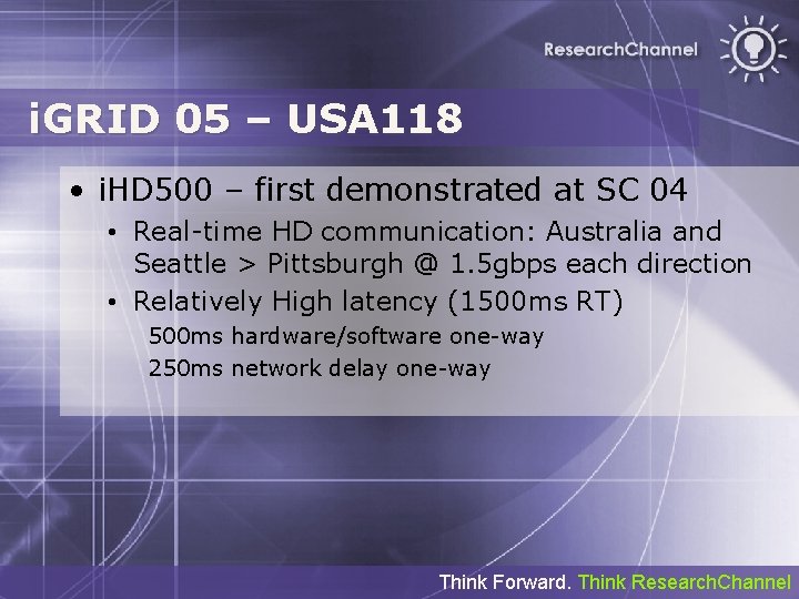 i. GRID 05 – USA 118 • i. HD 500 – first demonstrated at