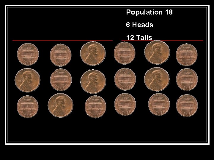 Population 18 6 Heads 12 Tails 