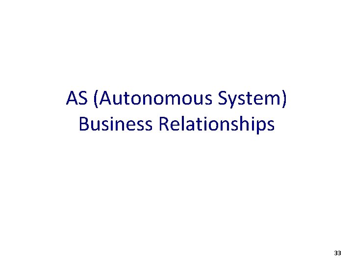 AS (Autonomous System) Business Relationships 33 