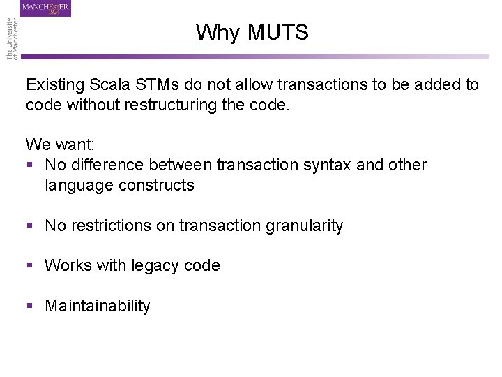 Why MUTS Existing Scala STMs do not allow transactions to be added to code