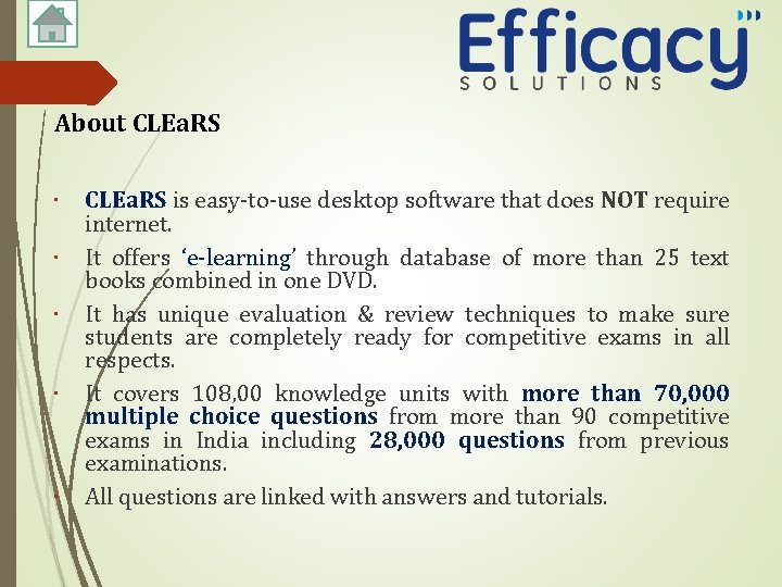 About CLEa. RS is easy-to-use desktop software that does NOT require internet. It offers