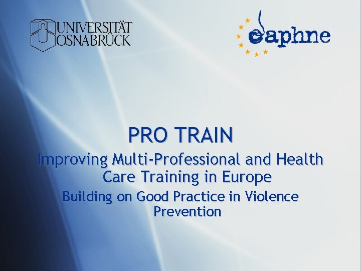 PRO TRAIN Improving Multi-Professional and Health Care Training in Europe Building on Good Practice