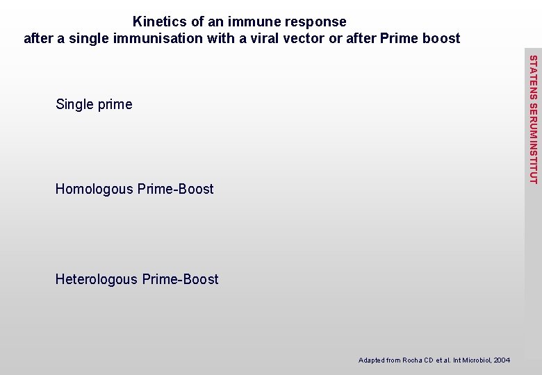 Kinetics of an immune response after a single immunisation with a viral vector or