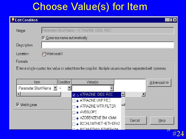 Choose Value(s) for Item 24 #24 Choose Value(s) for Item 24 #24