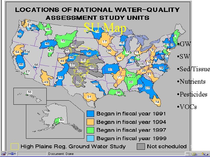 SU Map • GW • SW • Sed/Tissue • Nutrients • Pesticides • VOCs