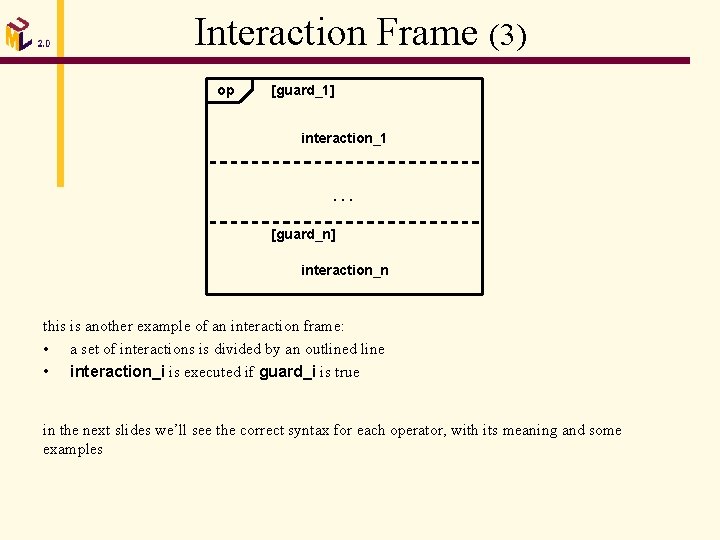 Interaction Frame (3) op [guard_1] interaction_1 … [guard_n] interaction_n this is another example of